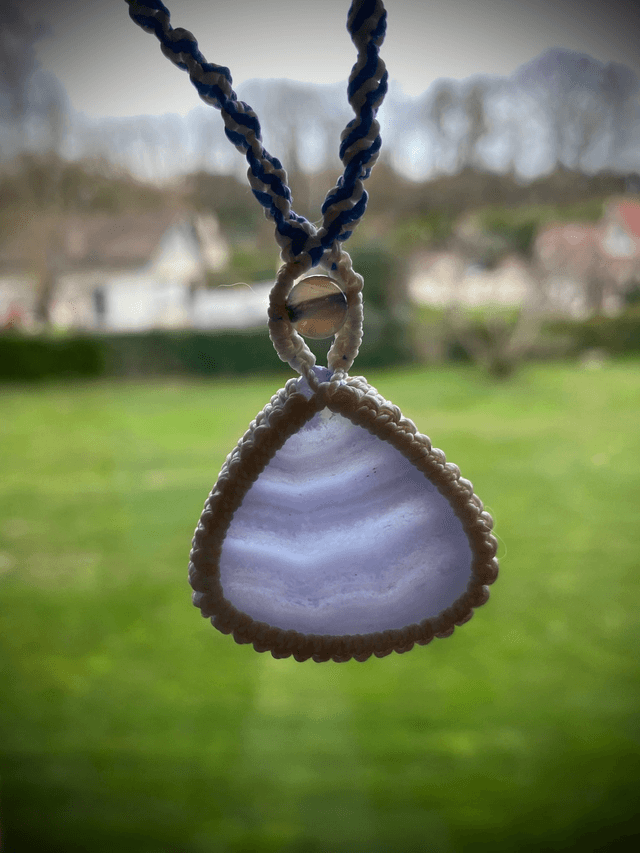 Collier sautoir Agate Blue Lace
