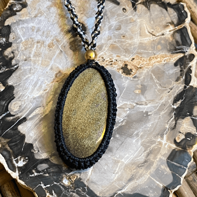 Collier sautoir Obsidienne Dorée 