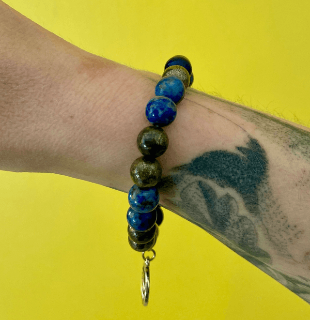 Bracelet Pyrite et Lapis-Lazuli (avec charm oeil d'Horus)