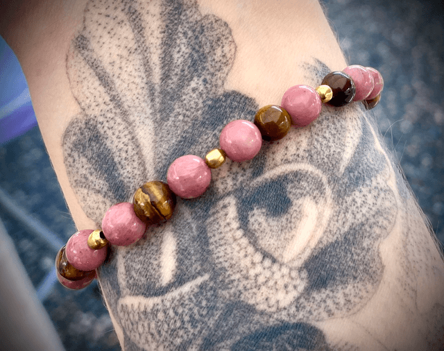 Bracelet élastique Rhodonite et Oeil de Tigre