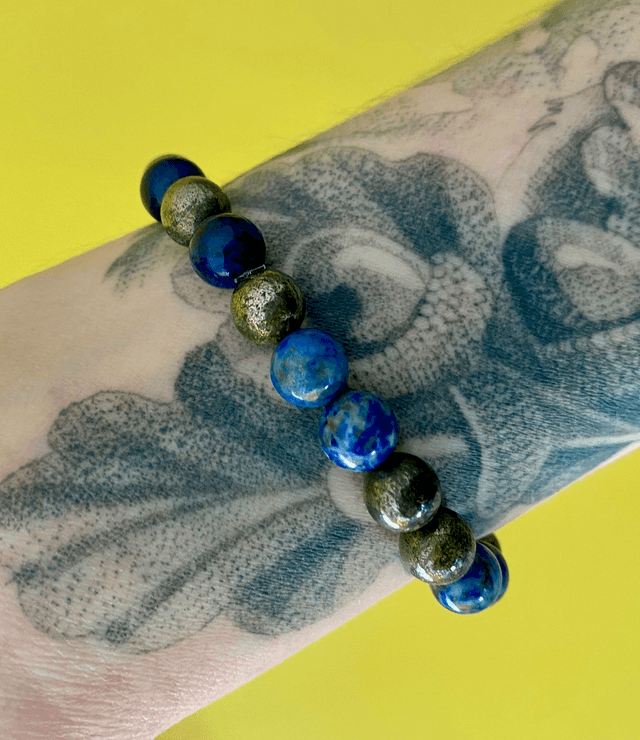 Bracelet Pyrite et Lapis-Lazuli (avec charm oeil d'Horus)