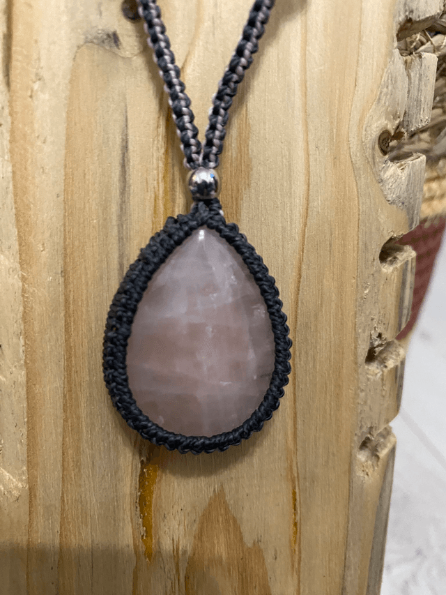 Collier sautoir réglable en Quartz Rose
