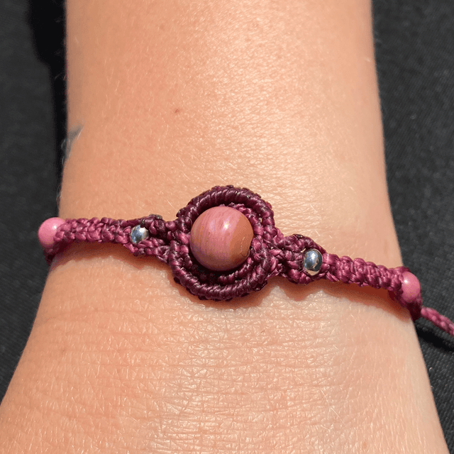 Bracelet macramé et perles de Rhodonite 