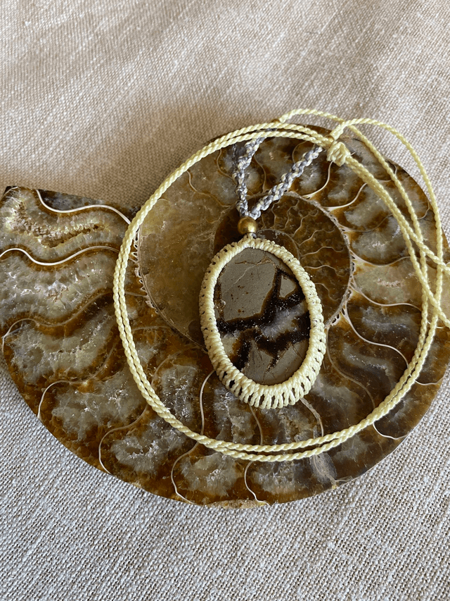 Collier sautoir Septaria Jaune