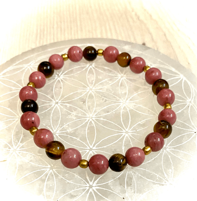 Bracelet élastique Rhodonite et Oeil de Tigre