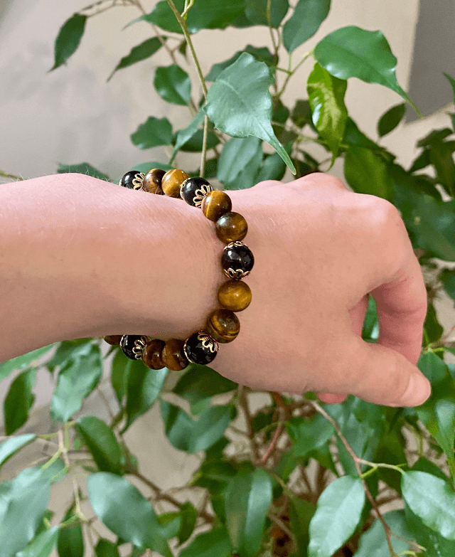 Bracelet Oeil de Tigre et Tourmaline Noire