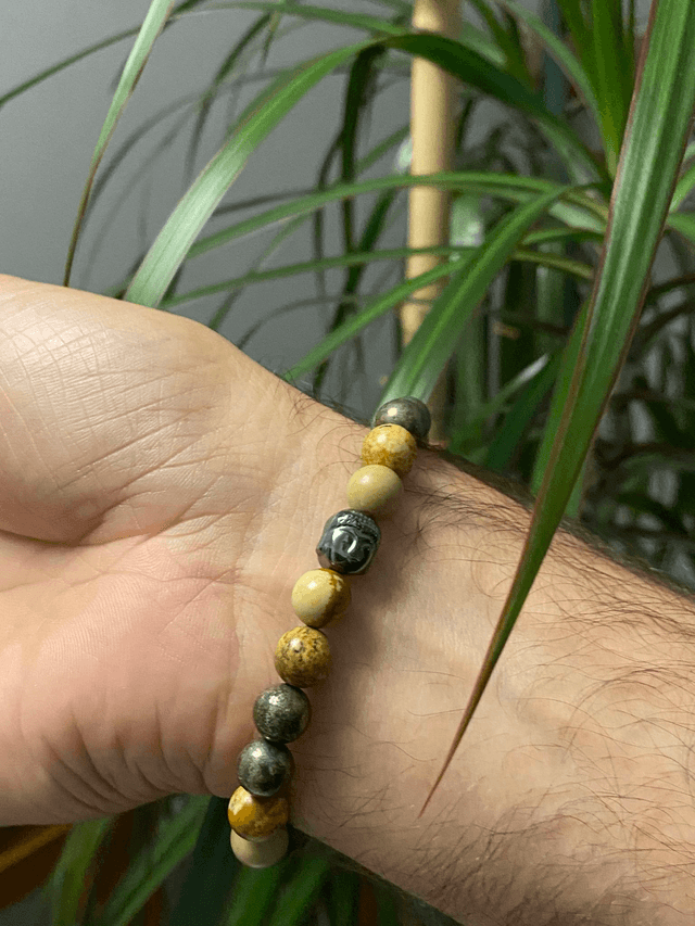 Bracelet Pyrite et Jaspe Paysage - Attention grande taille!