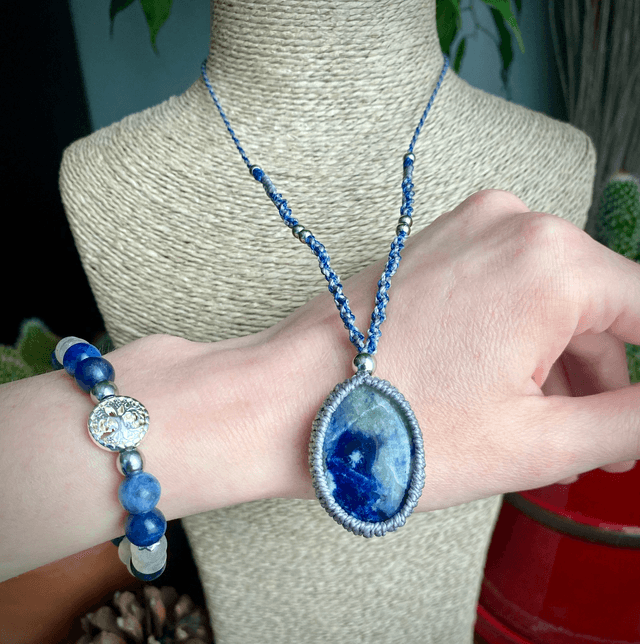Collier sautoir Sodalite