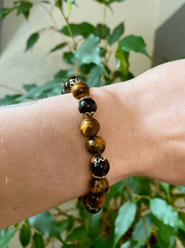 Bracelet Oeil de Tigre et Tourmaline Noire