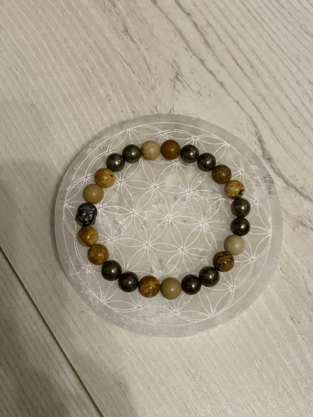 Bracelet Pyrite et Jaspe Paysage - Attention grande taille!