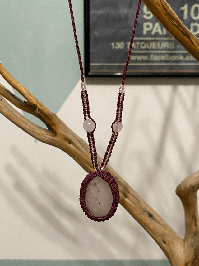 Collier sautoir réglable Quartz Rose