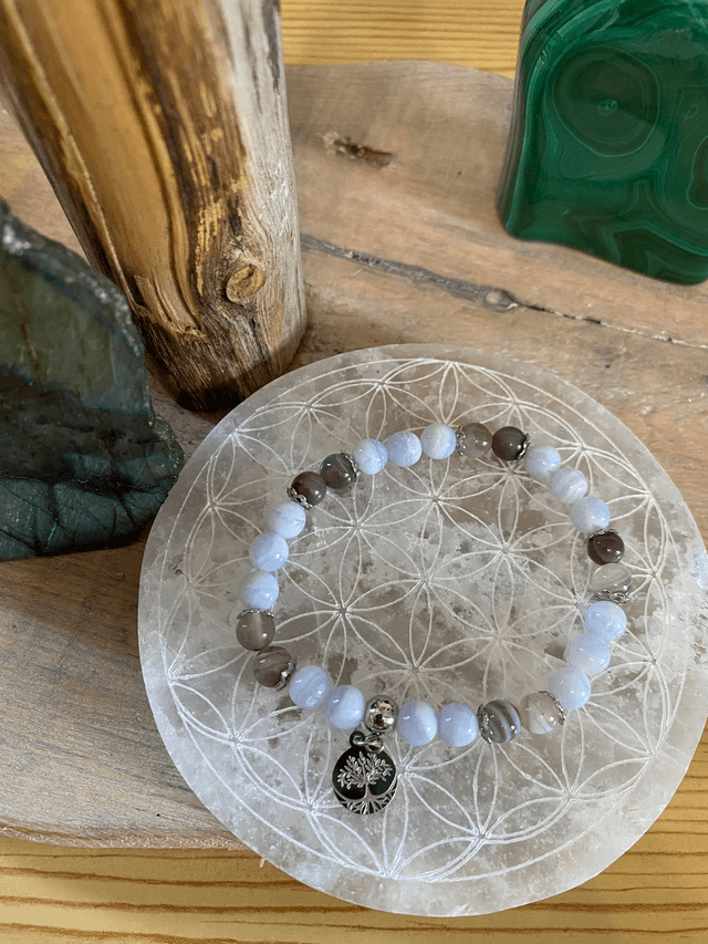 Bracelet Agates (Blue Lace et du Botswana)