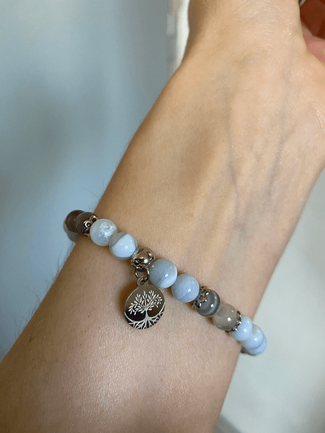 Bracelet Agates (Blue Lace et du Botswana)