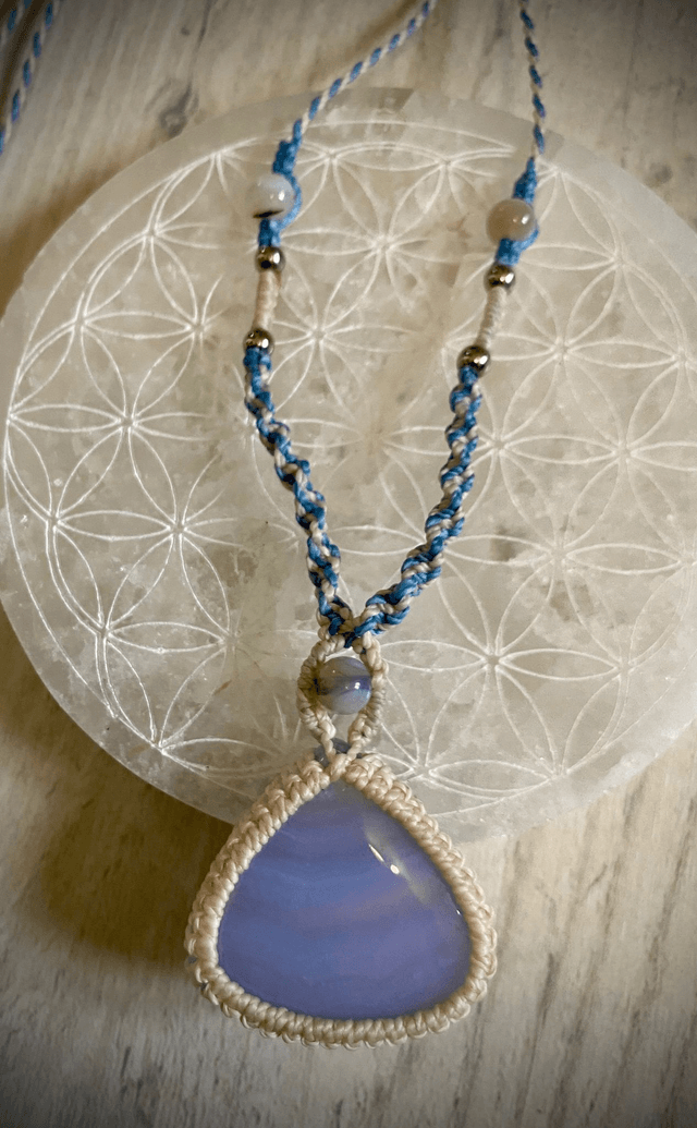 Collier sautoir Agate Blue Lace