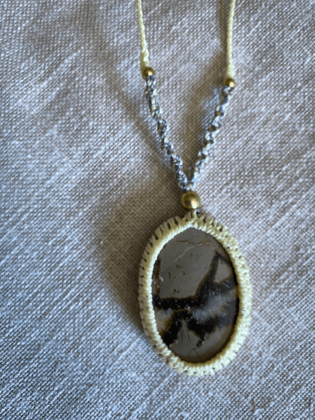Collier sautoir Septaria Jaune