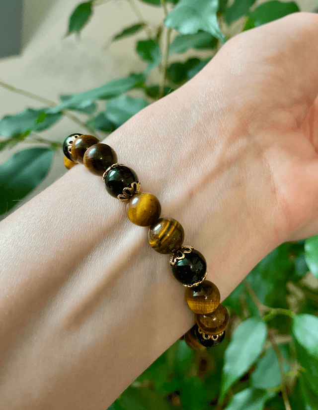 Bracelet Oeil de Tigre et Tourmaline Noire