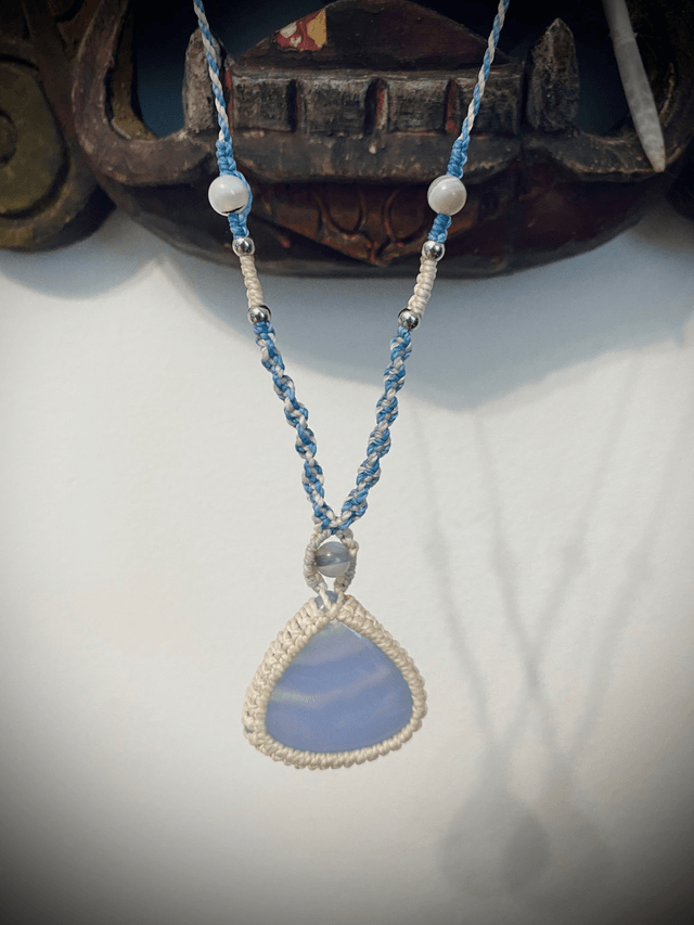 Collier sautoir Agate Blue Lace