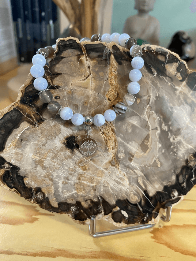 Bracelet Agates (Blue Lace et du Botswana)