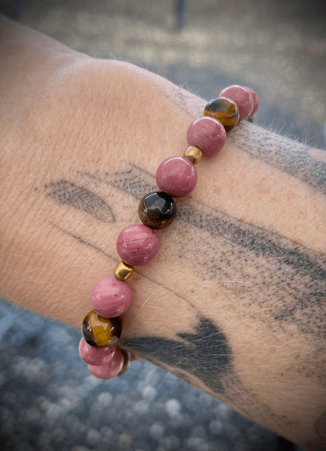 Bracelet élastique Rhodonite et Oeil de Tigre
