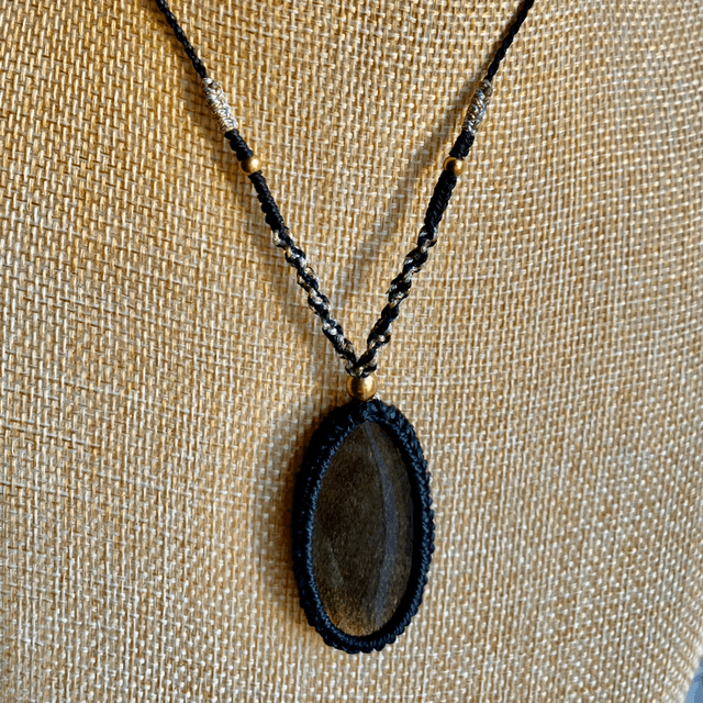Collier sautoir Obsidienne Dorée 