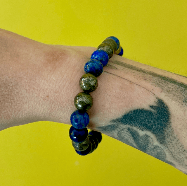 Bracelet Pyrite et Lapis-Lazuli (avec charm oeil d'Horus)