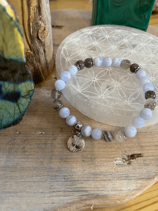 Bracelet Agates (Blue Lace et du Botswana)
