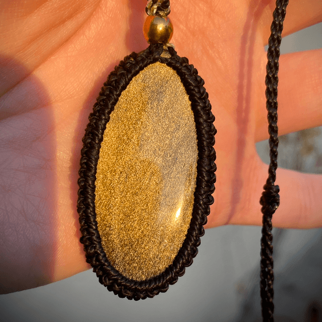 Collier sautoir Obsidienne Dorée 