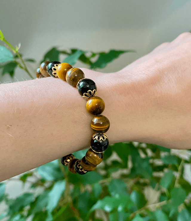 Bracelet Oeil de Tigre et Tourmaline Noire
