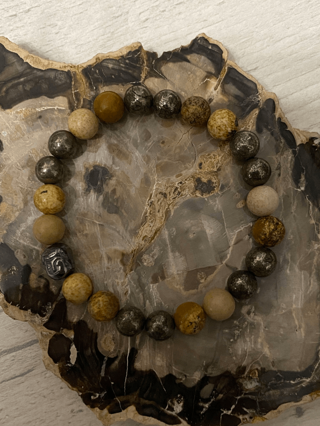 Bracelet Pyrite et Jaspe Paysage - Attention grande taille!