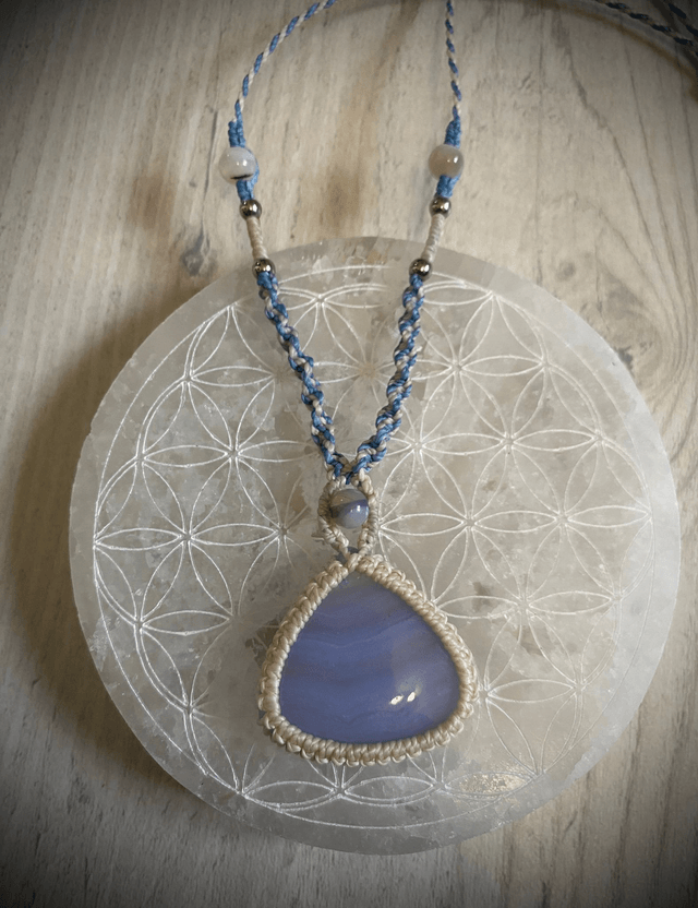 Collier sautoir Agate Blue Lace