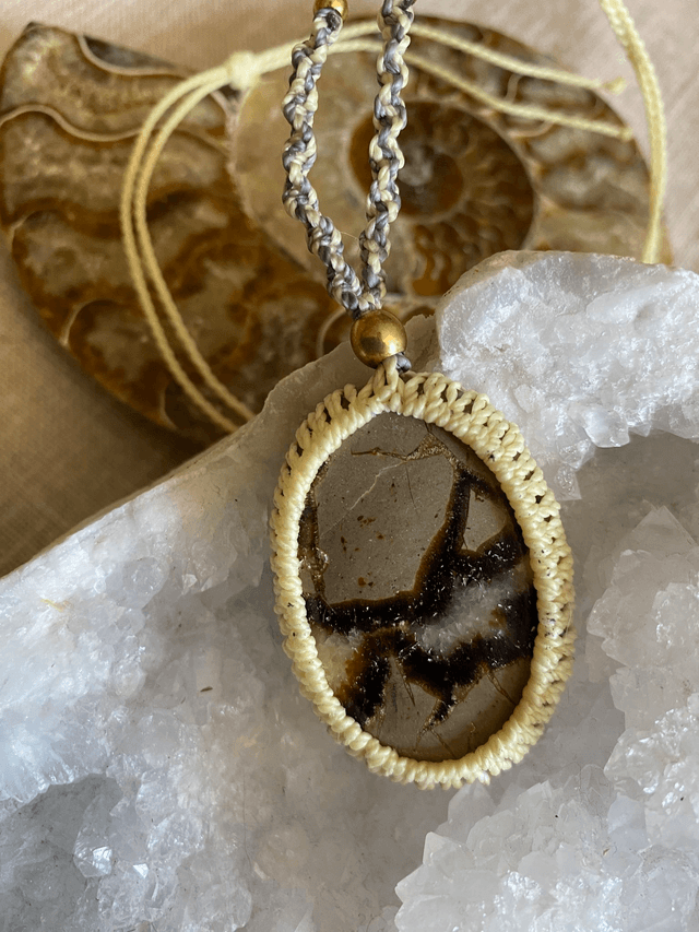 Collier sautoir Septaria Jaune