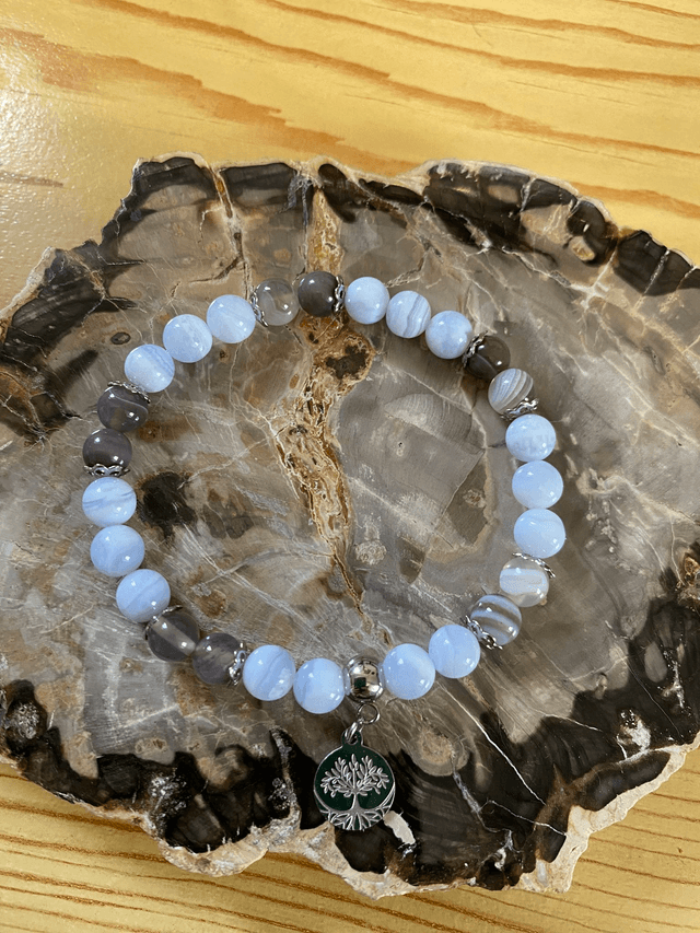 Bracelet Agates (Blue Lace et du Botswana)