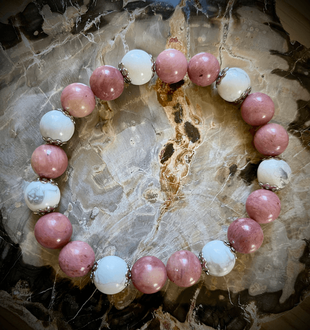 Bracelet Rhodonite et Howlite