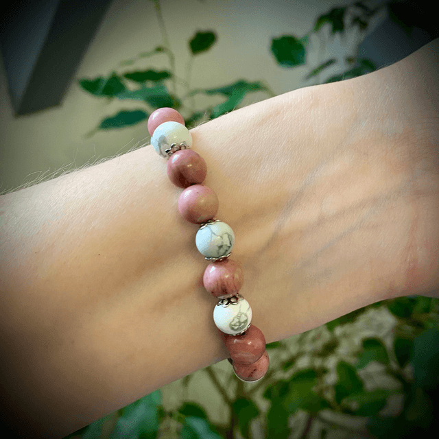 Bracelet Rhodonite et Howlite